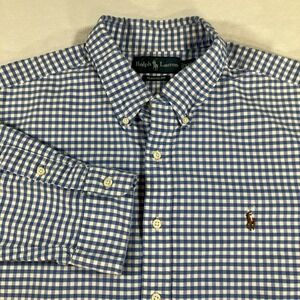 Polo Ralph Lauren XXL 2XL Blue Shirt Gingham Check Button Down Flesh Pony